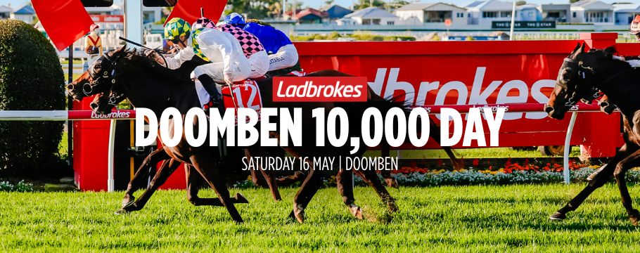 image of horses running in the ladbrokes doomben 10,000 day